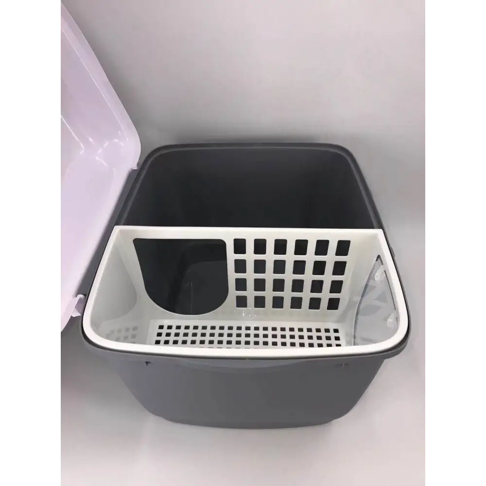 YES4PETS XL Portable Hooded Cat Toilet Litter Box Tray House with Handle and Scoop Grey - Pet Care > Cat Supplies > Cat