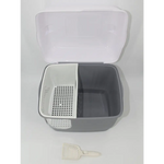 YES4PETS XL Portable Hooded Cat Toilet Litter Box Tray House with Handle and Scoop Grey - Pet Care > Cat Supplies > Cat