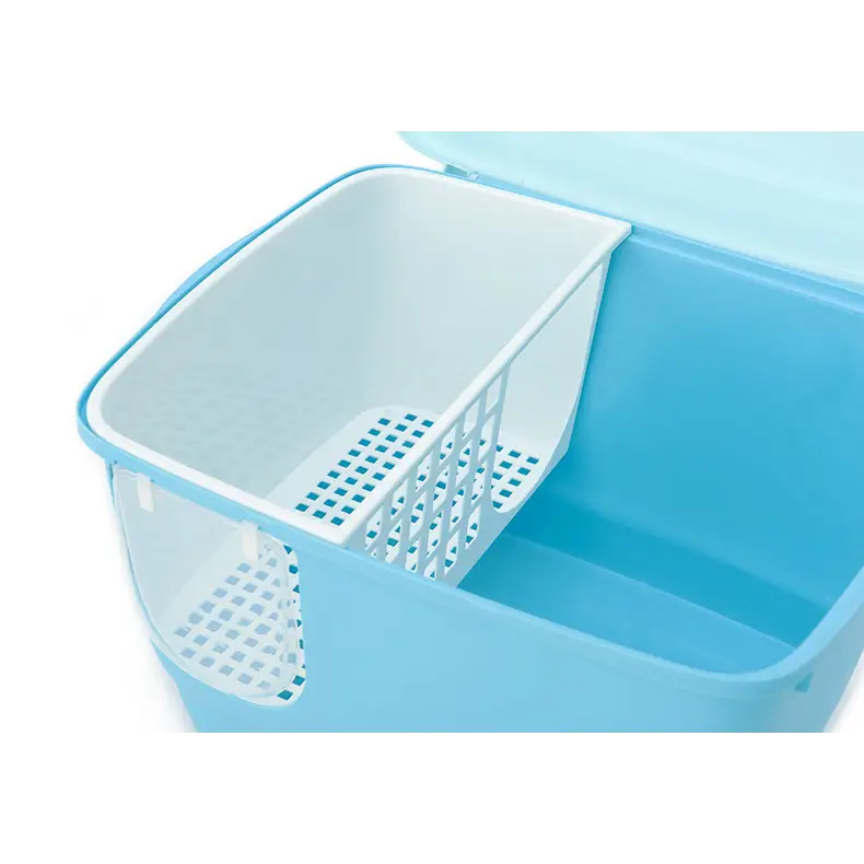 YES4PETS XL Portable Hooded Cat Toilet Litter Box Tray House with Handle and Scoop Blue - Pet Care > Cat Supplies > Cat