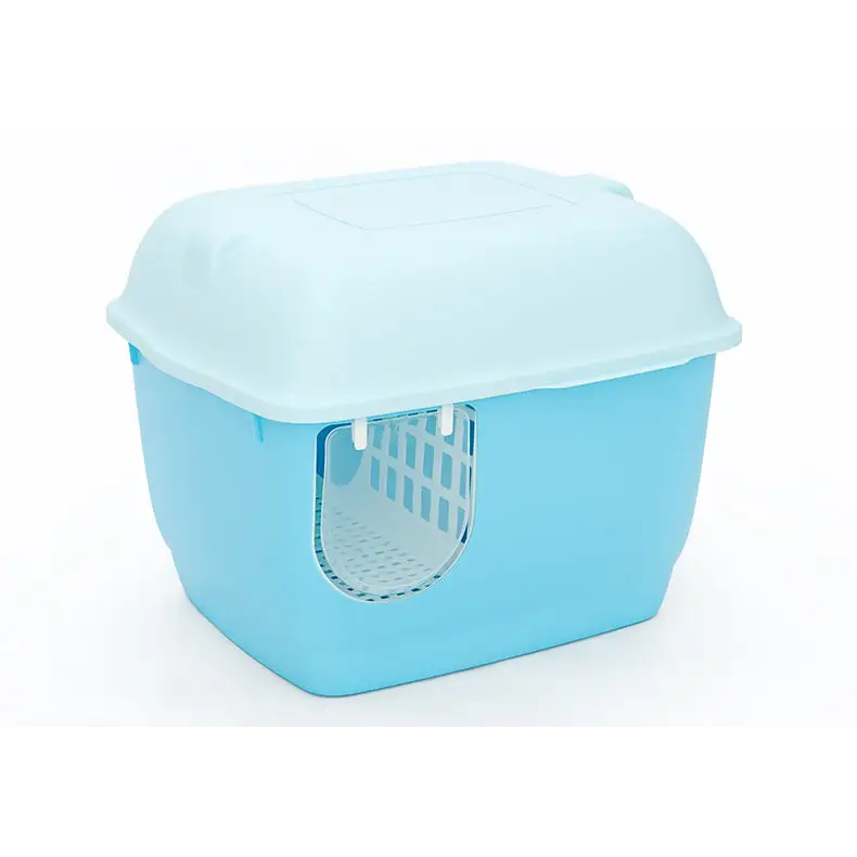 YES4PETS XL Portable Hooded Cat Toilet Litter Box Tray House with Handle and Scoop Blue - Pet Care > Cat Supplies > Cat