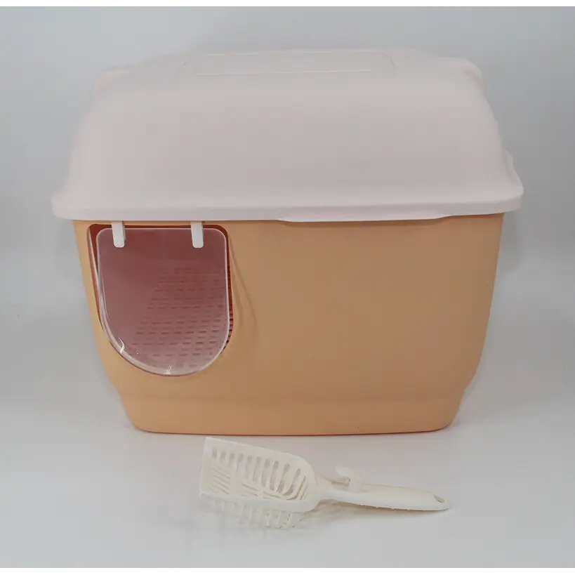 YES4PETS XL Portable Hooded Cat Toilet Litter Box Tray House with Handle and Scoop Brown - Pet Care > Cat Supplies >