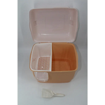 YES4PETS XL Portable Hooded Cat Toilet Litter Box Tray House with Handle and Scoop Brown - Pet Care > Cat Supplies >