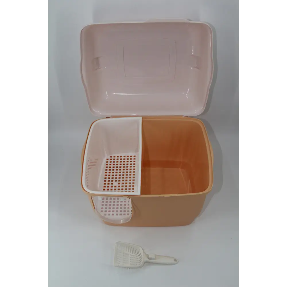 YES4PETS XL Portable Hooded Cat Toilet Litter Box Tray House with Handle and Scoop Brown - Pet Care > Cat Supplies >