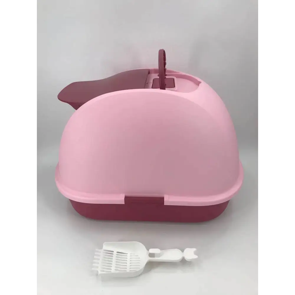 YES4PETS XL Portable Hooded Cat Toilet Litter Box Tray House with Charcoal Filter and Scoop Pink - Pet Care > Cat
