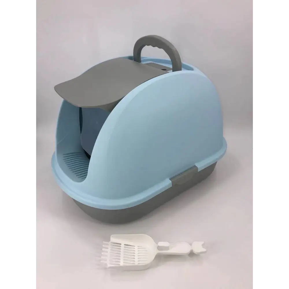 YES4PETS XL Portable Hooded Cat Toilet Litter Box Tray House w Charcoal Filter and Scoop Blue - Pet Care > Cat Supplies