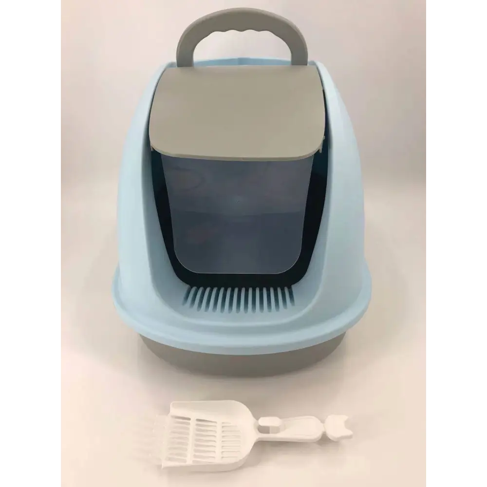 YES4PETS XL Portable Hooded Cat Toilet Litter Box Tray House w Charcoal Filter and Scoop Blue - Pet Care > Cat Supplies