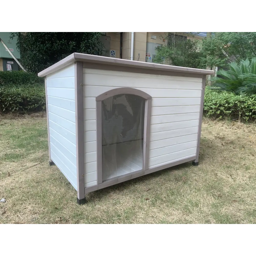 YES4PETS XL Timber Pet Dog Kennel House Puppy Wooden Timber Cabin With Stripe White - Pet Care > Dog Supplies > Dog