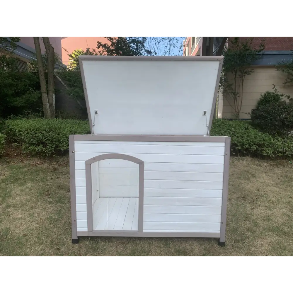 YES4PETS XL Timber Pet Dog Kennel House Puppy Wooden Timber Cabin With Stripe White - Pet Care > Dog Supplies > Dog