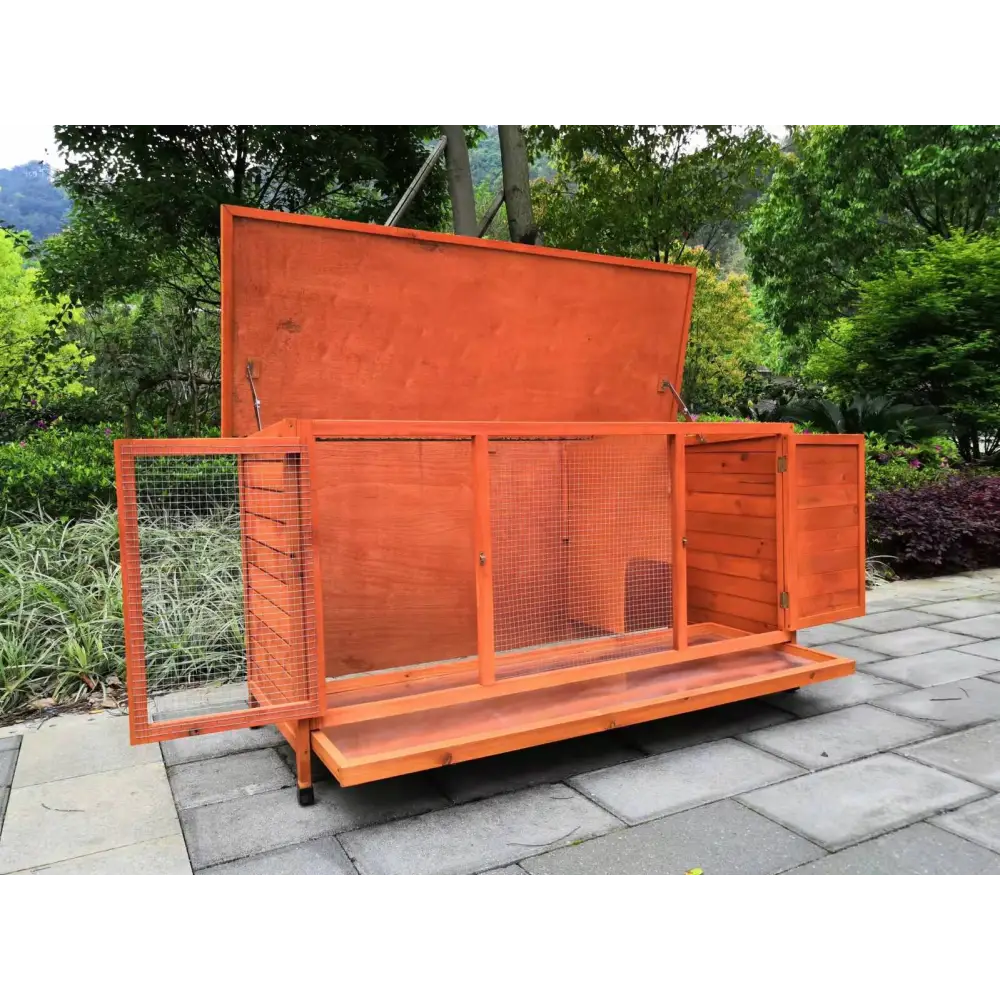 YES4PETS XXL Rabbit Hutch Guinea Pig Cage Ferret cage Chicken Coop W Pull Out Tray 150x60x75 cm - Pet Care > Coops &