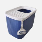 YES4PETS XXL Top Entry Cat Litter Box No Mess Large Enclosed Covered Kitty Tray Dark Blue - Pet Care > Cat Supplies >