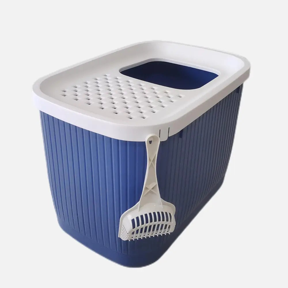 YES4PETS XXL Top Entry Cat Litter Box No Mess Large Enclosed Covered Kitty Tray Dark Blue - Pet Care > Cat Supplies >