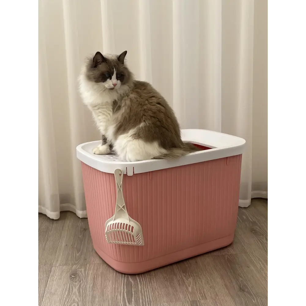 YES4PETS XXL Top Entry Cat Litter Box No Mess Large Enclosed Covered Kitty Tray Pink - Pet Care > Cat Supplies > Cat