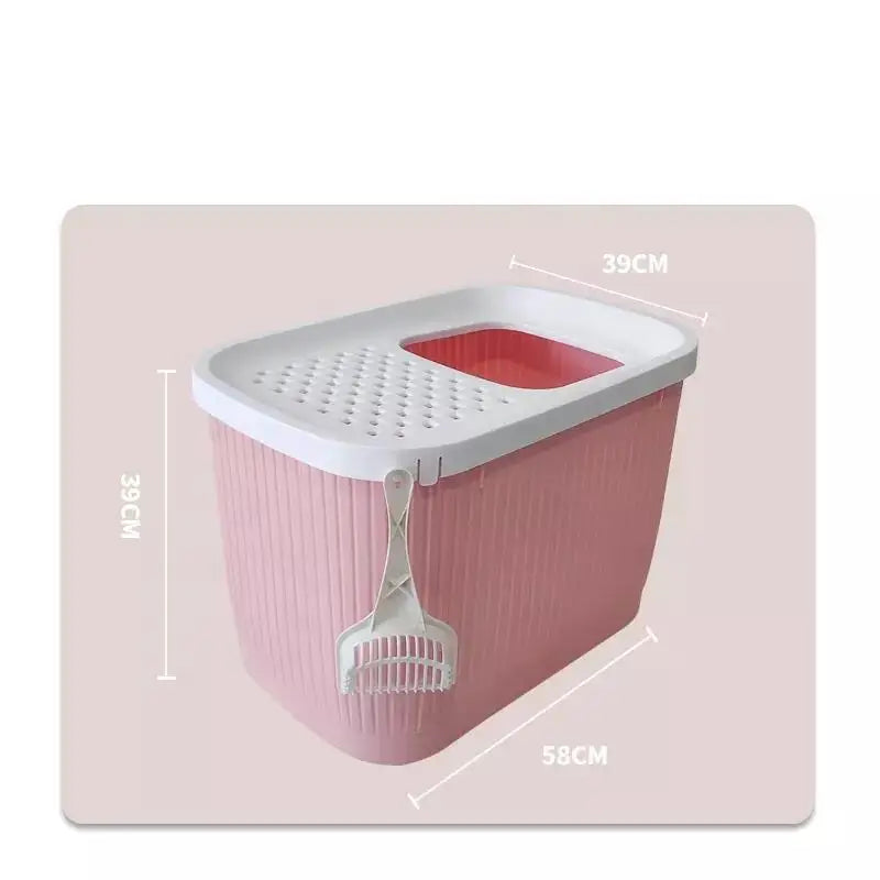 YES4PETS XXL Top Entry Cat Litter Box No Mess Large Enclosed Covered Kitty Tray Pink - Pet Care > Cat Supplies > Cat
