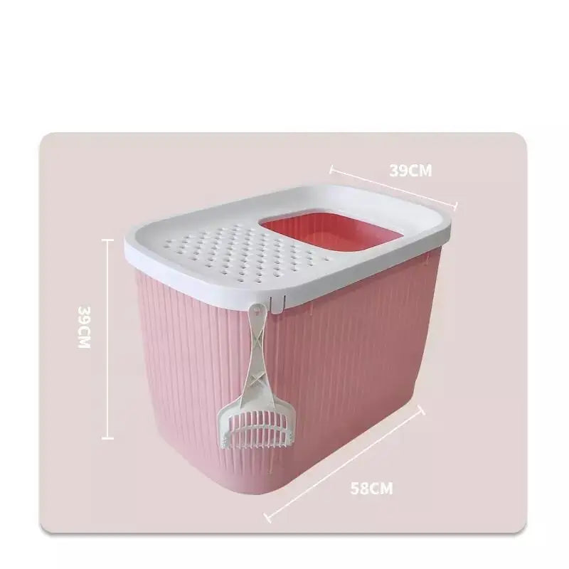 YES4PETS XXL Top Entry Cat Litter Box No Mess Large Enclosed Covered Kitty Tray Pink - Pet Care > Cat Supplies > Cat