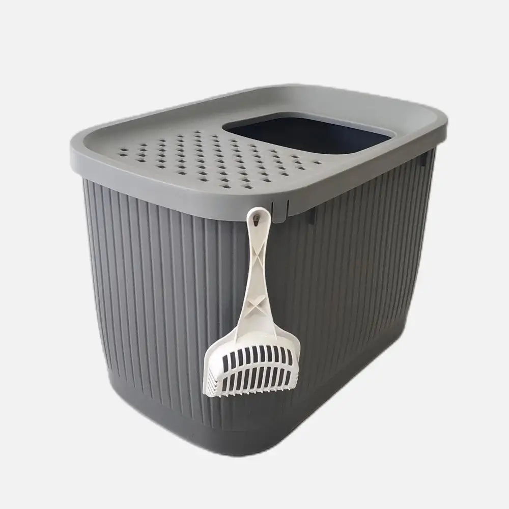 YES4PETS XXL Top Entry Cat Litter Box No Mess Large Enclosed Covered Kitty Tray Grey - Pet Care > Cat Supplies > Cat