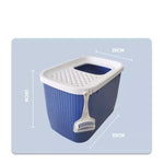 YES4PETS XXL Top Entry Cat Litter Box No Mess Large Enclosed Covered Kitty Tray Dark Blue - Pet Care > Cat Supplies >