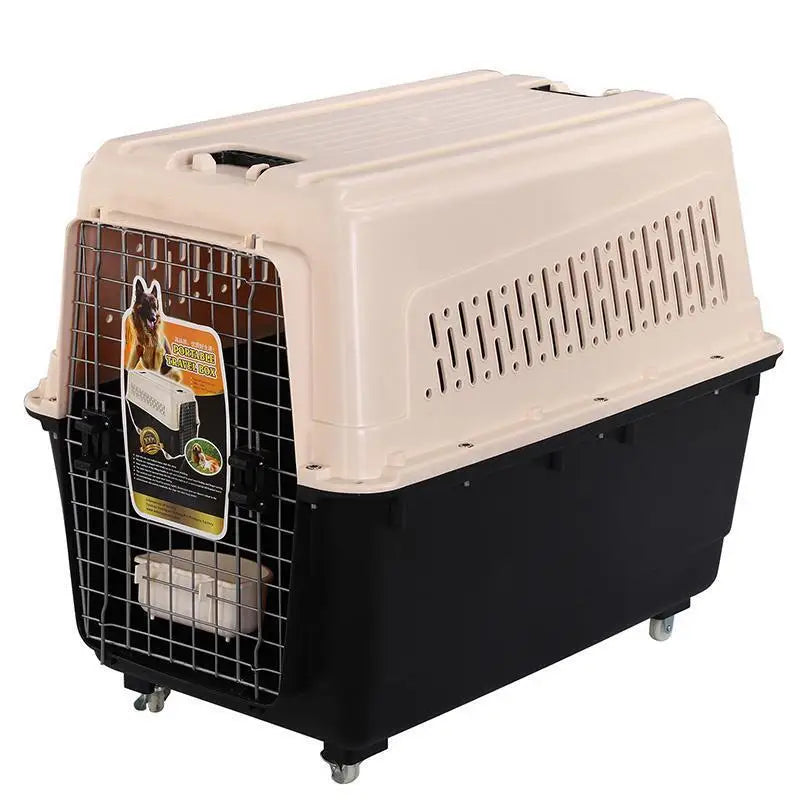 YES4PETS XXXL Plastic Pet Dog Carrier Transport Cat Cage With Wheels Tray & Bowl - Pet Care > Cat Supplies > Cat