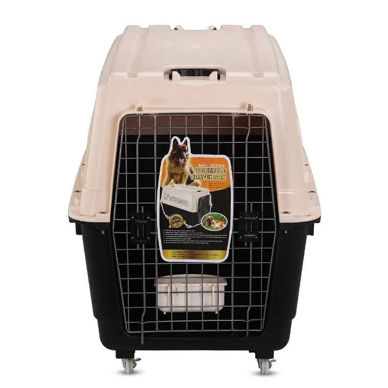YES4PETS XXXL Plastic Pet Dog Carrier Transport Cat Cage With Wheels Tray & Bowl - Pet Care > Cat Supplies > Cat