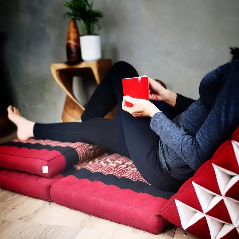 Yoga Thai relaxation Jumbo size cushions 3-Fold Zafu Meditation Cushion Set-100% Kapok Fibre XL JUMBO size - Furniture