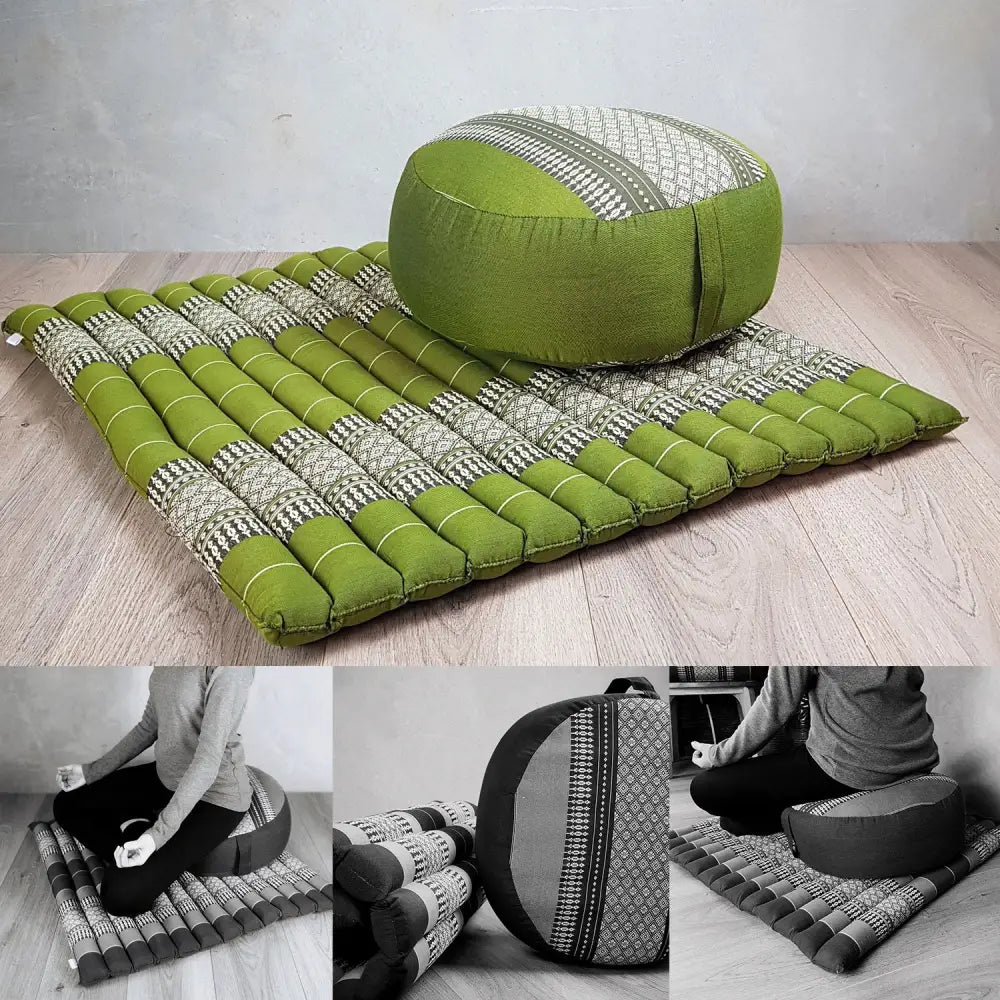 Zafu & Zabuton Meditation Set Green - Home & Garden > Decor