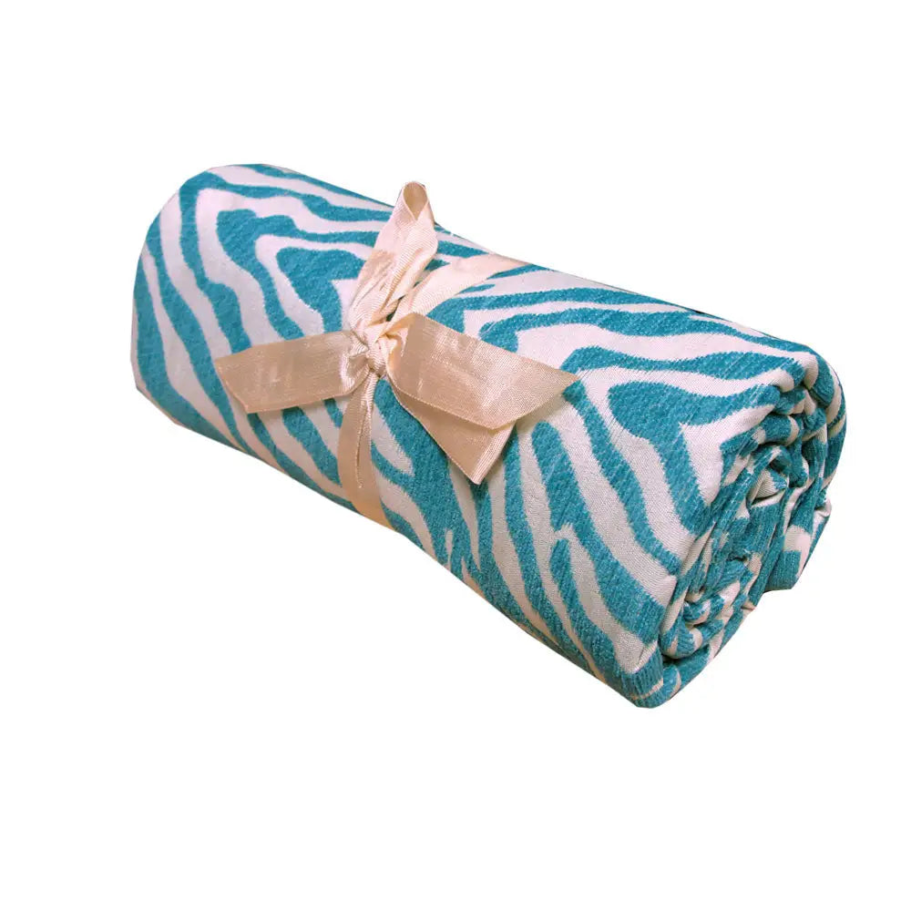 Zebra Chenille Textured Throw Rug Aqua - Home & Garden > Bedding