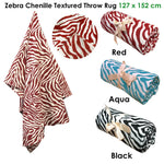 Zebra Chenille Textured Throw Rug Aqua - Home & Garden > Bedding