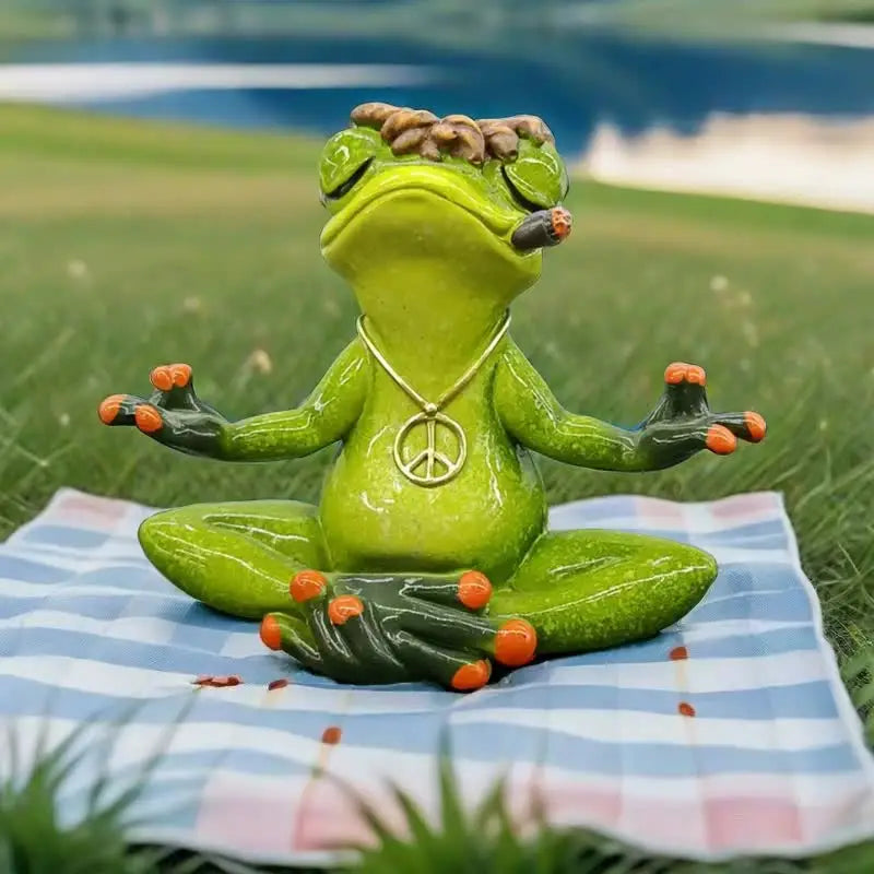 Zen Frog Meditation Figurine - Peaceful Yoga Frog Statue - Home & Garden > Decor > Vases & Table Decor