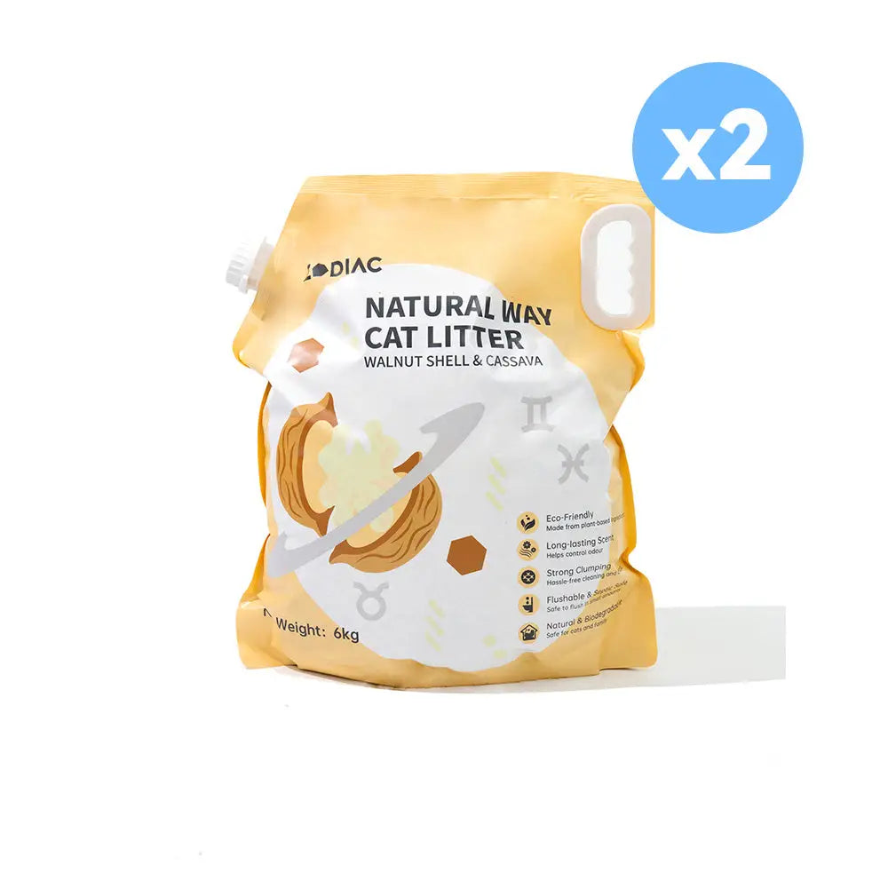 ZODIAC Natural Way Walnut Shell & Cassava Cat Litter 6Kgx2 - Pet Care > Cat Supplies > Cat Litter
